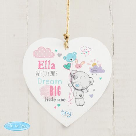 Personalised Tiny Tatty Teddy Dream Big Pink Wooden Decoration Extra Image 1